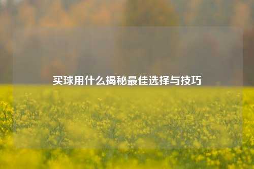 买球用什么揭秘最佳选择与技巧