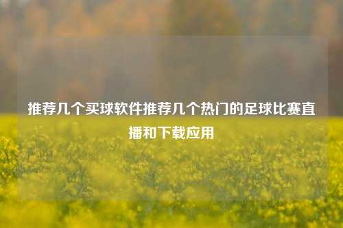 推荐几个买球软件推荐几个热门的足球比赛直播和下载应用