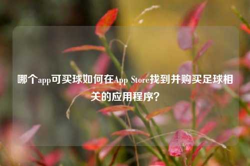 哪个app可买球如何在App Store找到并购买足球相关的应用程序？